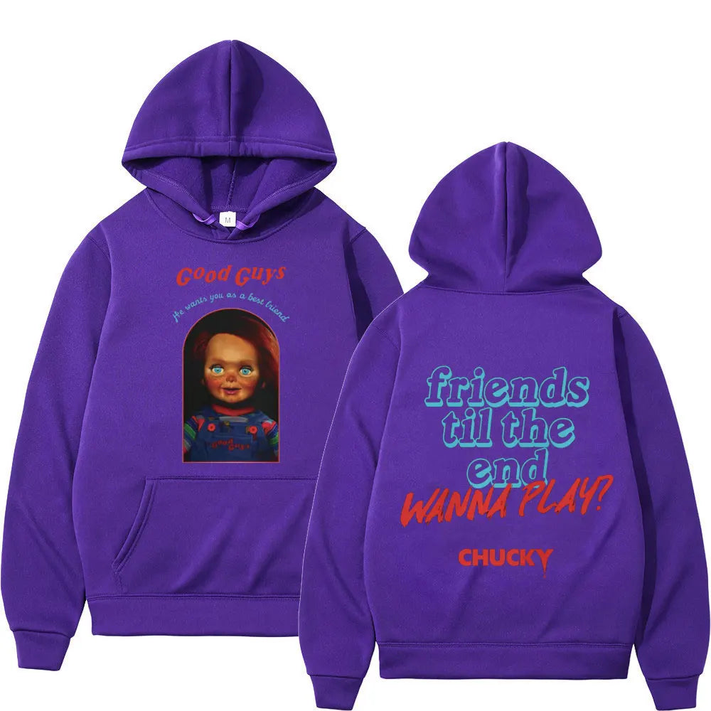 Chucky Hoodie – Child's Play Horror Sweatshirt for Too Big Hoodie Gothic Fashion Fans-purple-S-