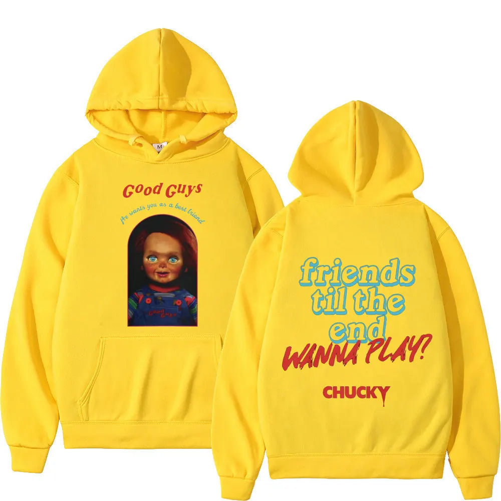 Chucky Hoodie – Child's Play Horror Sweatshirt for Too Big Hoodie Gothic Fashion Fans-Yellow-M-