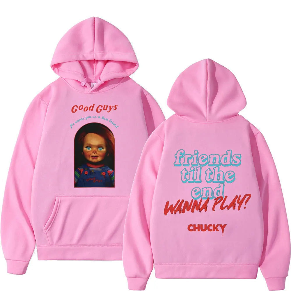 Chucky Hoodie – Child's Play Horror Sweatshirt for Too Big Hoodie Gothic Fashion Fans-Pink-XXXL-