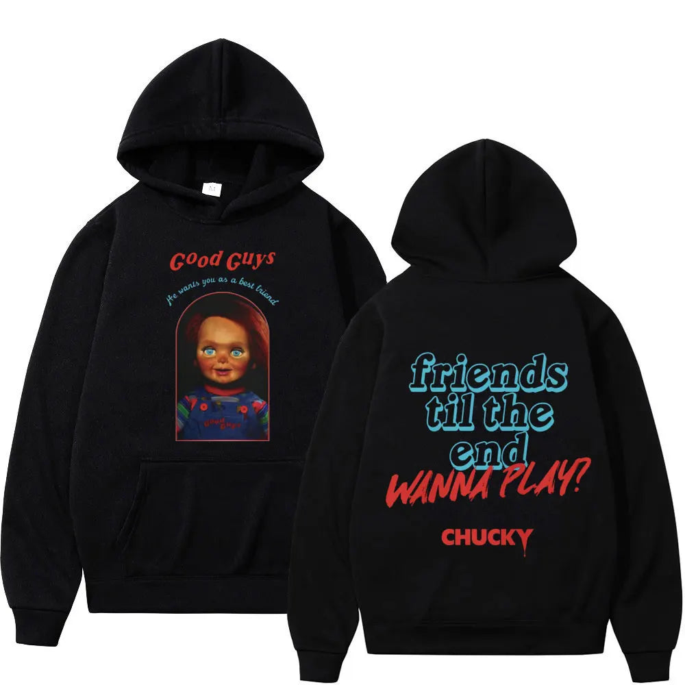 Chucky Hoodie – Child's Play Horror Sweatshirt for Too Big Hoodie Gothic Fashion Fans-Black-S-