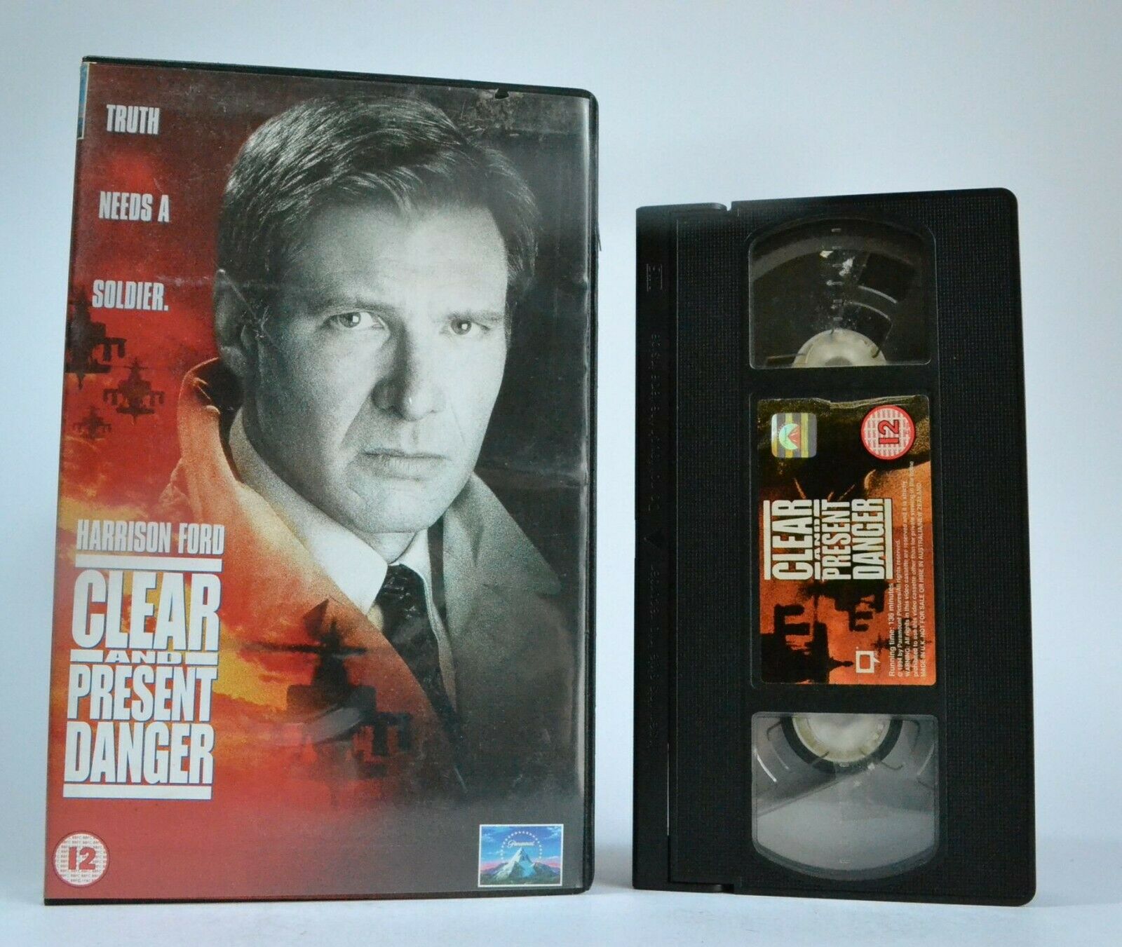 Clear And Present Danger - Action Thriller - Large Box - Harrison Ford - Pal VHS-