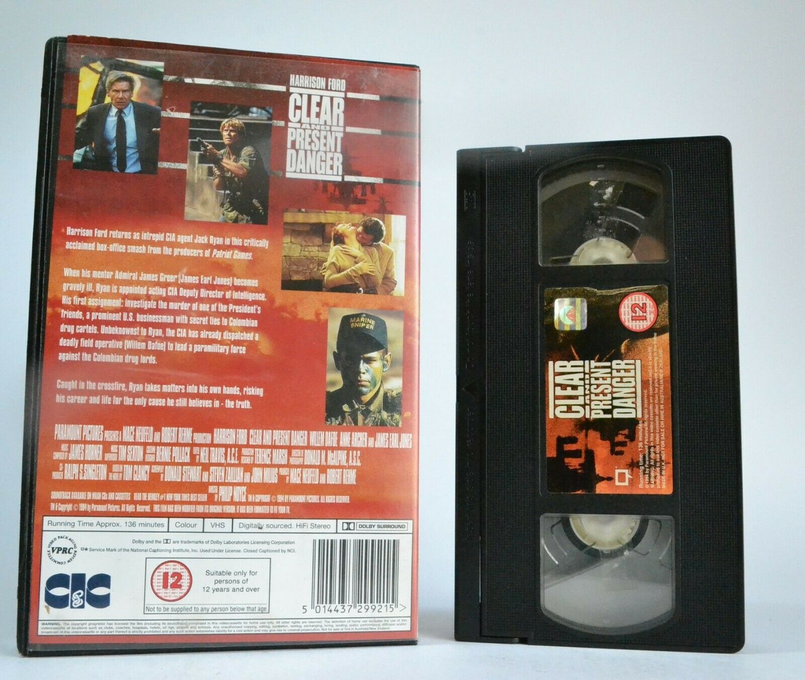 Clear And Present Danger - Action Thriller - Large Box - Harrison Ford - Pal VHS-