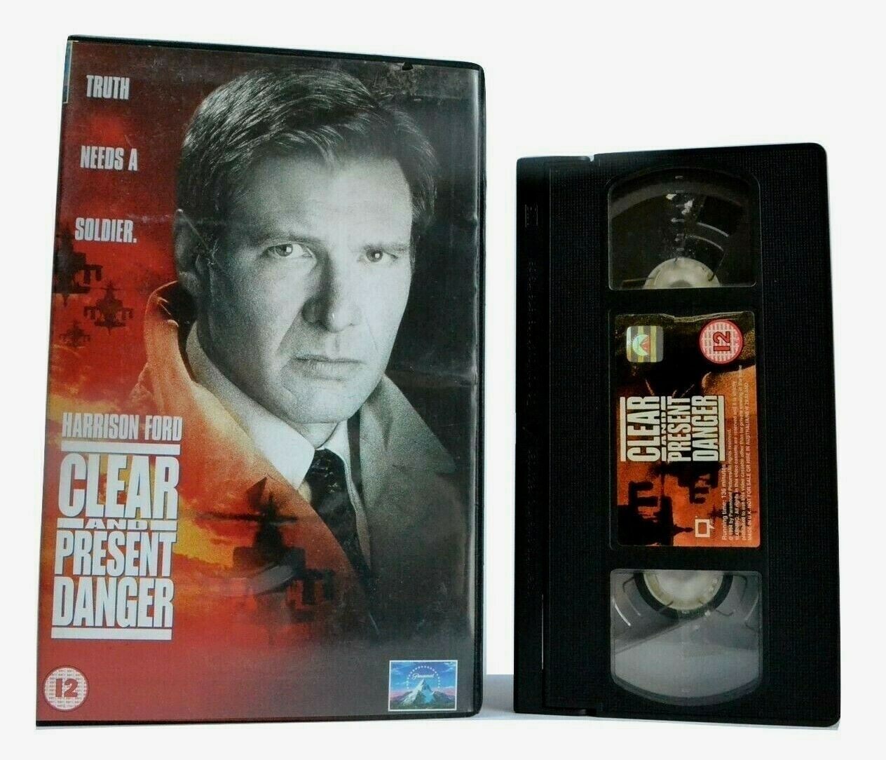 Clear And Present Danger - Action Thriller - Large Box - Harrison Ford - Pal VHS-