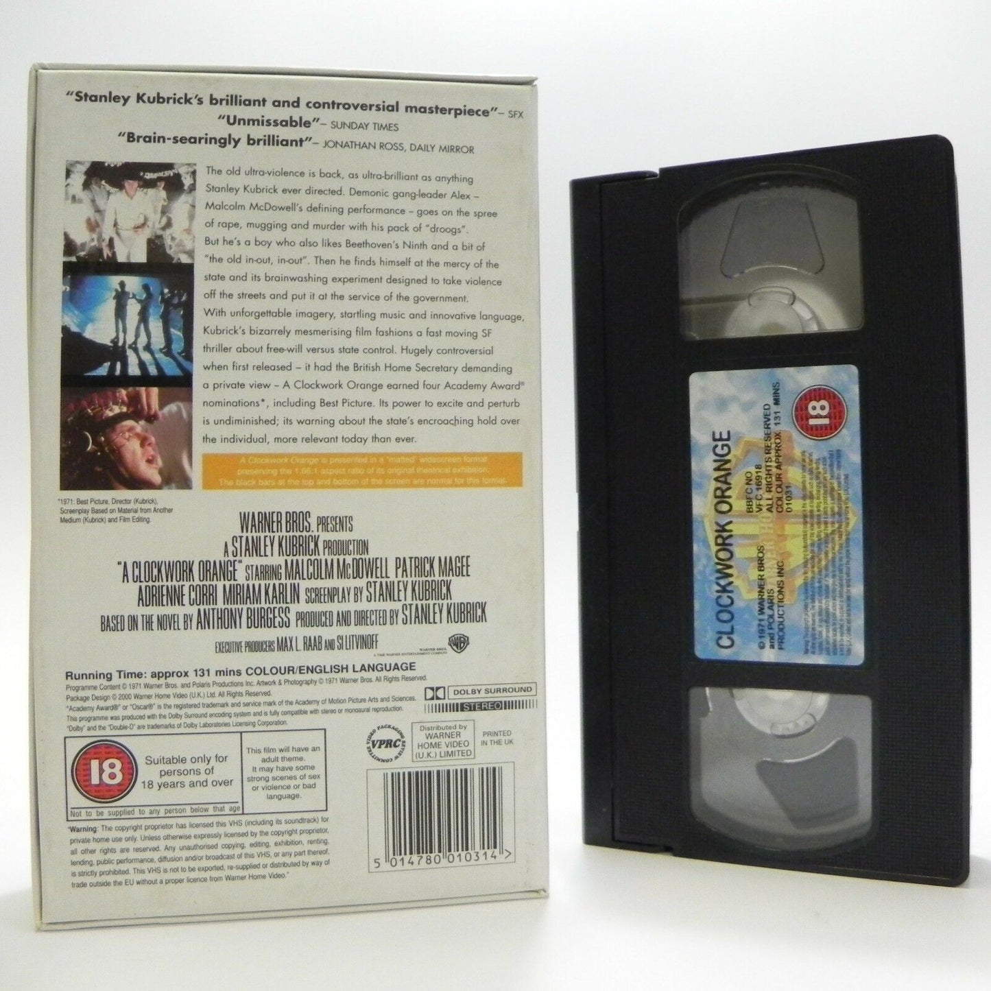 Clockwork Orange: By S.Kubrick - Classic Drama - Widescreen - M.McDowell - VHS-