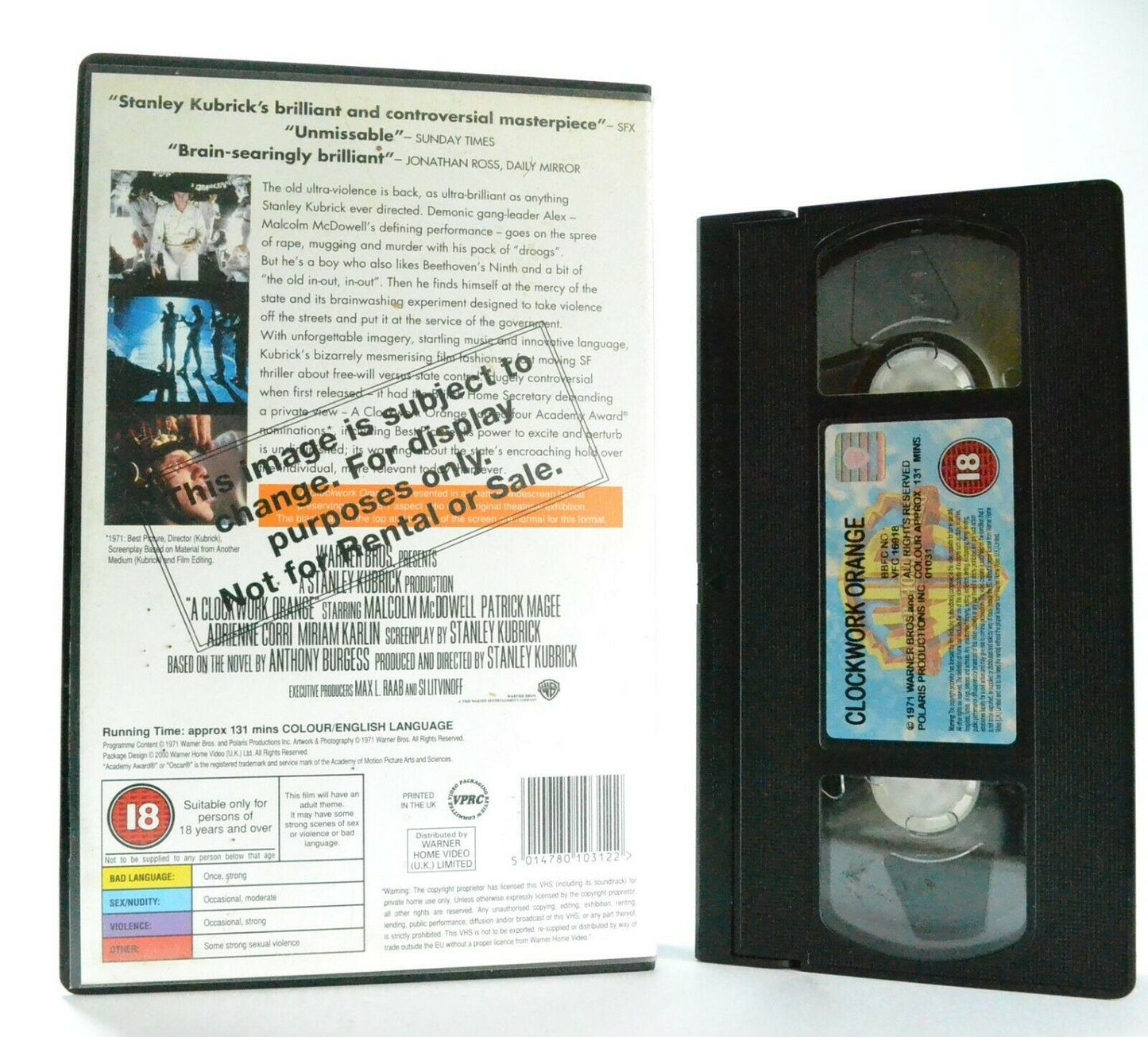 Clockwork Orange: S.Kubrick Film - Classic Drama - Large Box - M.McDowell - VHS-