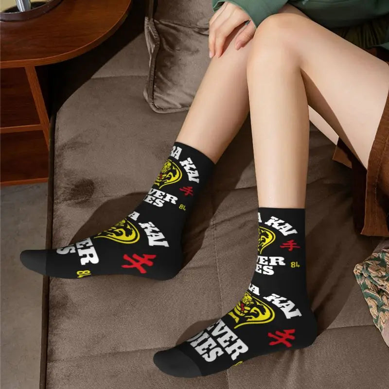 Cobra Kai Dress Socks - Men's & Women's Novelty - Karate Kid Film Inspired - Warm Funny Crew Socks-