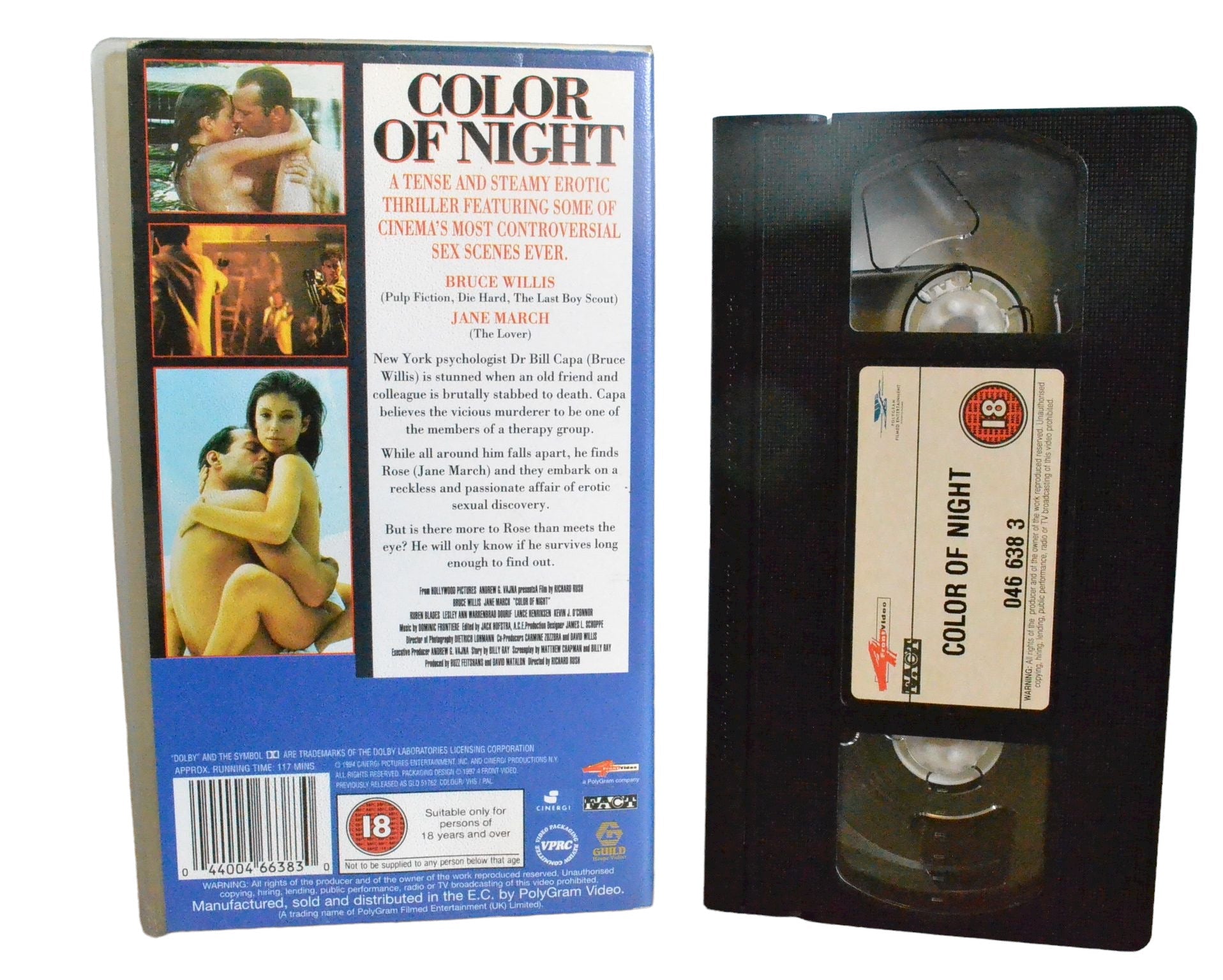 Color Of Night - Bruce Willis - 4 Front Video - Action - Pal - VHS-