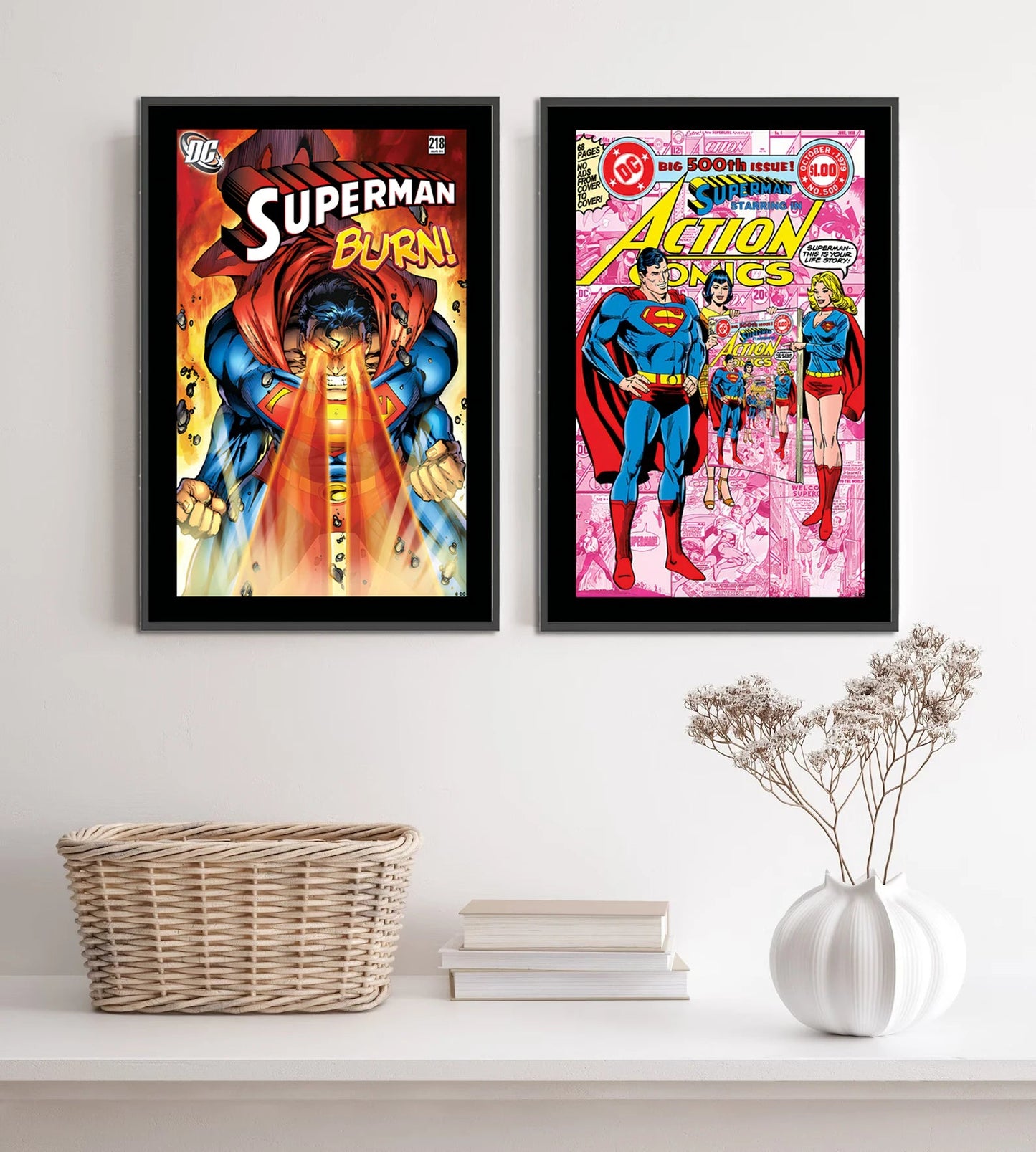 Comic Book Cover Posters - Self-Adhesive Home Decoration Movie Figures Wall Art Superman Cartoon Decor-