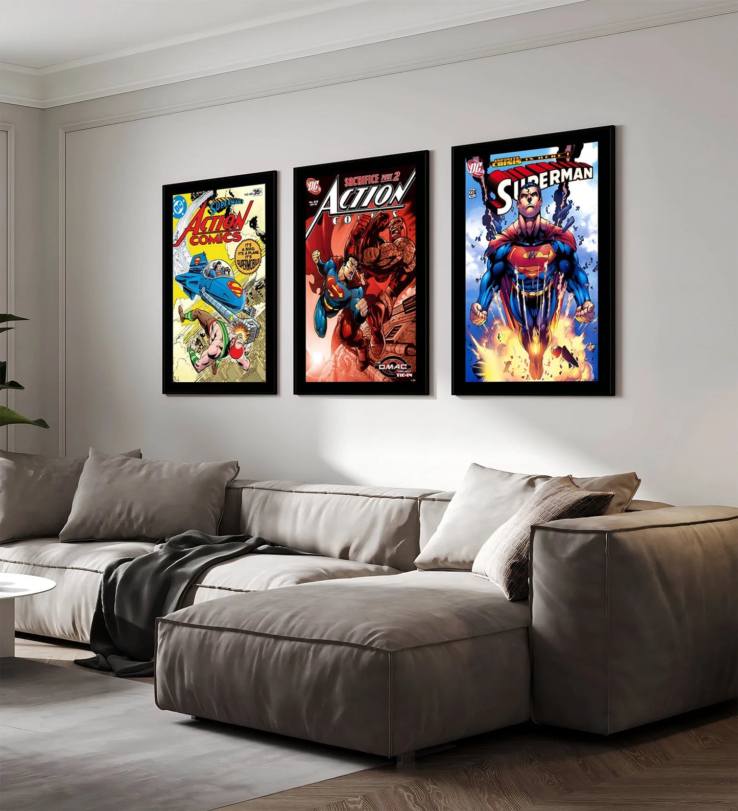 Comic Book Cover Posters - Self-Adhesive Home Decoration Movie Figures Wall Art Superman Cartoon Decor-