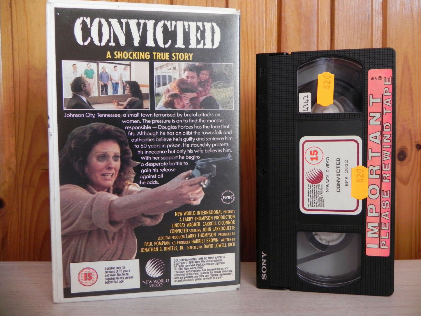 Convicted - Lindsay Wagner - Carroll O'Connor - Large Box - Ex-Rental - Pal VHS-