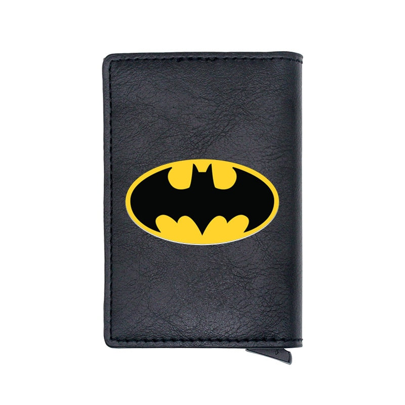 Cool Bat Hero Design Digital Printing Card Holder Wallets Men Women Boy Rfid Leather Short Purse-Black-