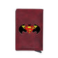 Cool Classic Bat Hero Design Card Holder Wallets Men Women Boy Rfid Leather Short Purse Slim Mini Purse Small Money Bag Gifts-BF534-Red-