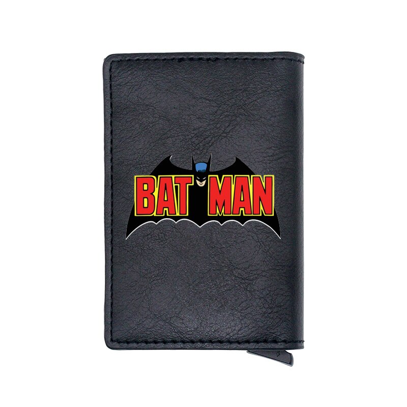 Cool Classic Bat Hero Design Card Holder Wallets Men Women Boy Rfid Leather Short Purse Slim Mini Purse Small Money Bag Gifts-BF152-Black-