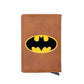 Cool Classic Bat Hero Design Card Holder Wallets Men Women Boy Rfid Leather Short Purse Slim Mini Purse Small Money Bag Gifts-BF166-Brown-