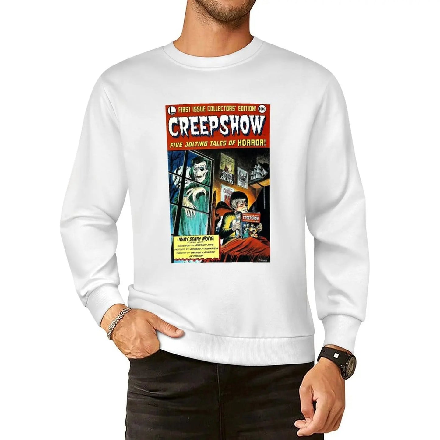 Creepshow Pullover Hoodie - Anime Sweatshirt Style - Hoodie Head for Horror Enthusiasts-White-5XL-