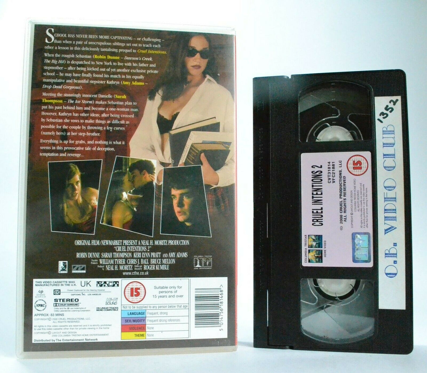 Cruel Intentions 2: Prequel To 1999 Movie - Comedy Drama - Amy Adams - Pal VHS-