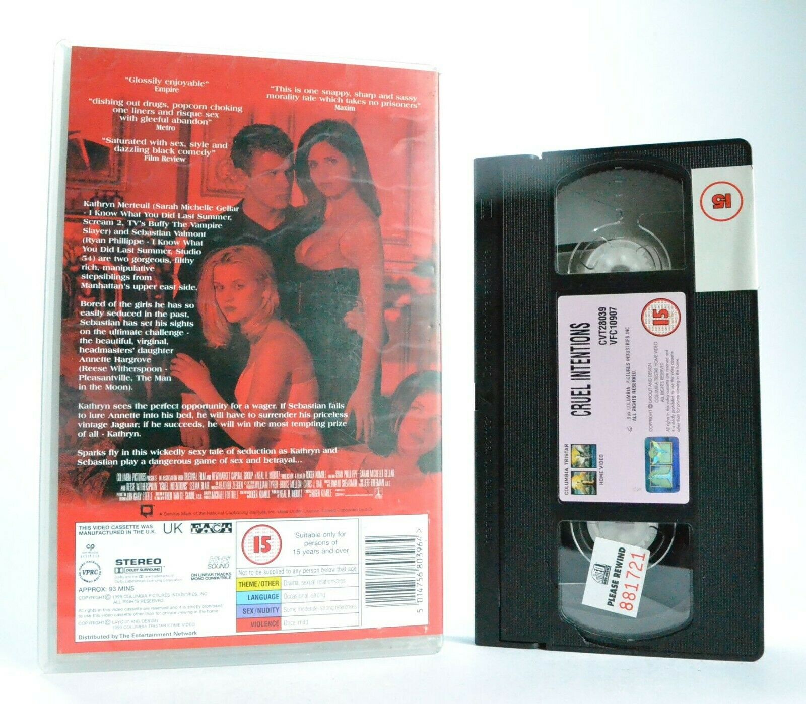 Cruel Intentions: Based Of "Les Liaisons Dangereuses" - Romantic Drama - VHS-