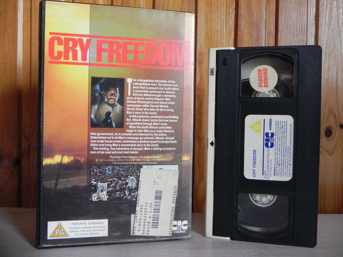 Cry Freedom - CIC Video - Drama - Denzel Washington - Large Box - Pal VHS-