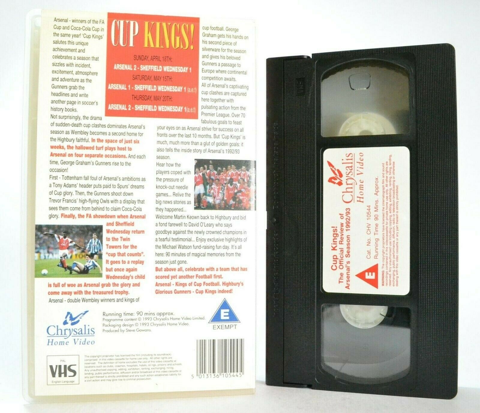 Cup Kings: Arsenal F.C. Season Review 1992/93 - FA Cup - Coca-Cola Cup - VHS-