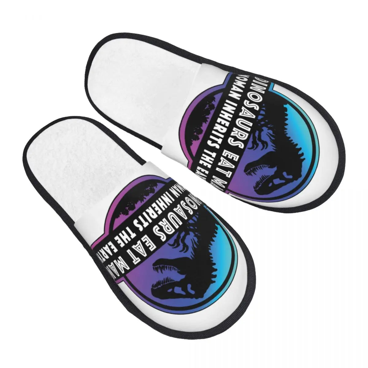 Custom Dinosaur Jurassic Park Soft Memory Foam Slippers - Women's Horror Movie - Comfy Warm Anti-Skid Slipper-3-M-