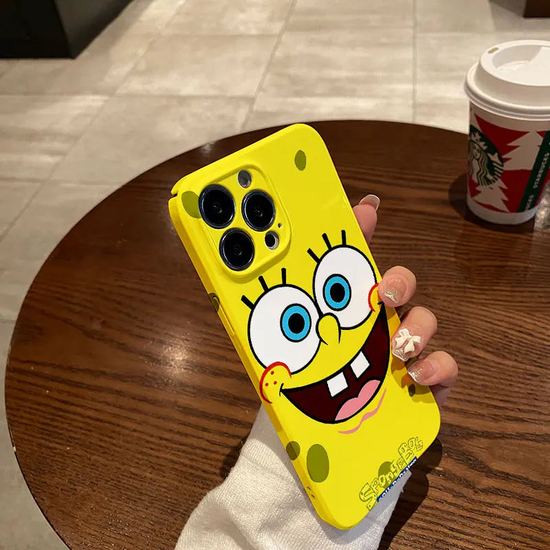 Cute Cartoon SpongeBob Phone Case for iPhone 16 15 14 13 12 11 - Protection Glossy HD PC Cover-FL-F192C0803D1-iPhone 16 ProMax-