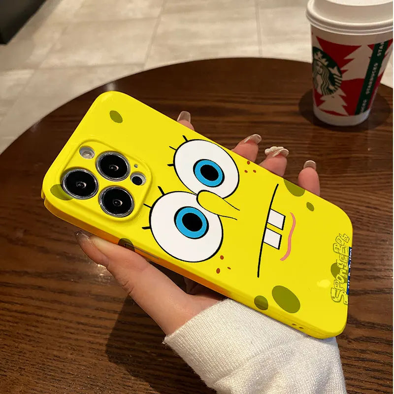 Cute Cartoon SpongeBob Phone Case for iPhone 16 15 14 13 12 11 - Protection Glossy HD PC Cover-FL-F192C0803D2-iPhone 16 ProMax-