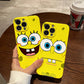 Cute Cartoon SpongeBob Phone Case for iPhone 16 15 14 13 12 11 - Protection Glossy HD PC Cover-