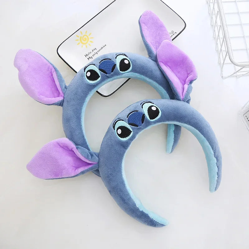 Cute Kawaii Stitch Toy Hairband Hair Accessories Headband Stitch Ears Headband Cosplay Adult And Kids Gift-Blue-