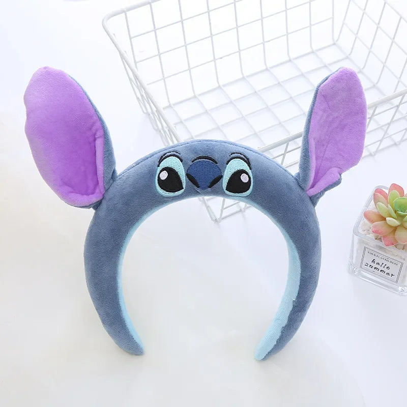 Cute Kawaii Stitch Toy Hairband Hair Accessories Headband Stitch Ears Headband Cosplay Adult And Kids Gift-Blue-