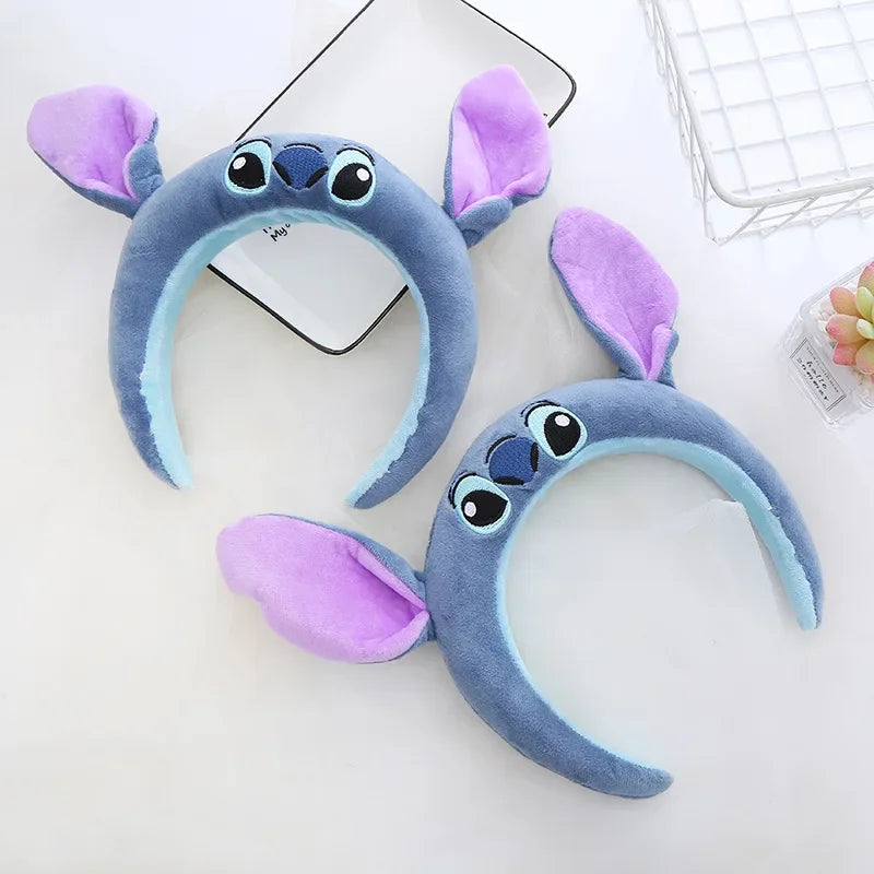 Cute Kawaii Stitch Toy Hairband Hair Accessories Headband Stitch Ears Headband Cosplay Adult And Kids Gift-Blue-