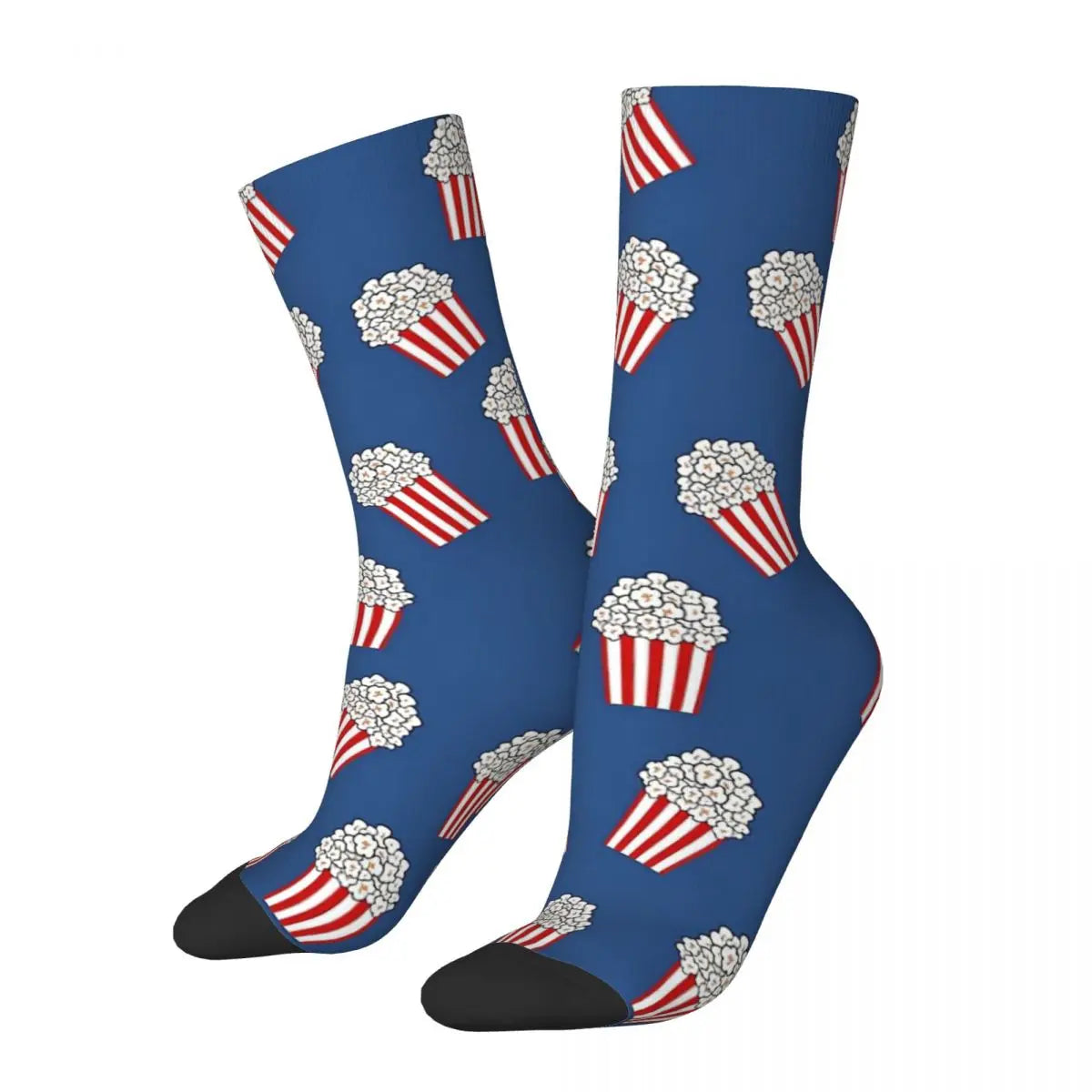 Cute Popcorn Bucket Adult Socks - Unisex Red And Blue Design - Men & Women Casual Socks-Golden-One Size-