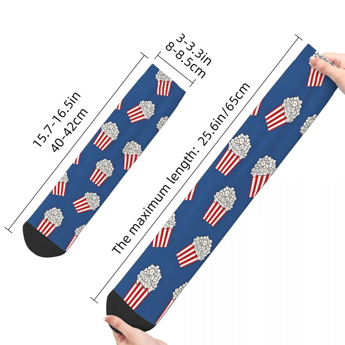 Cute Popcorn Bucket Adult Socks - Unisex Red And Blue Design - Men & Women Casual Socks-Golden-One Size-