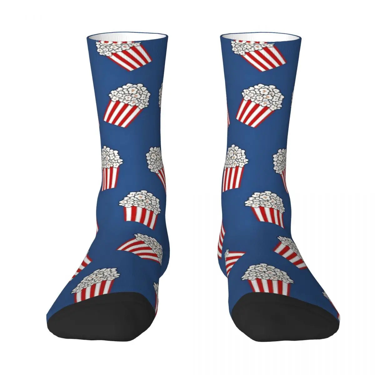 Cute Popcorn Bucket Adult Socks - Unisex Red And Blue Design - Men & Women Casual Socks-Golden-One Size-