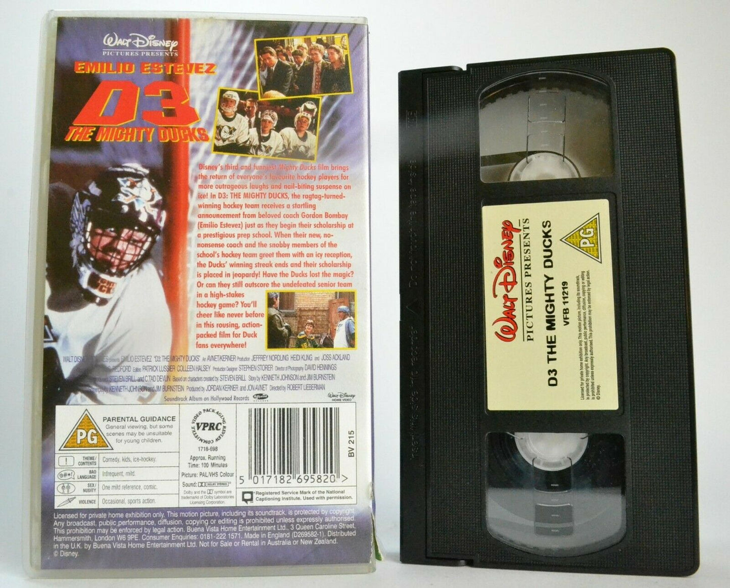 D3: The Mighty Ducks: Ice Hockey Action [Walt Disney] Emilio Estevez - Pal VHS-