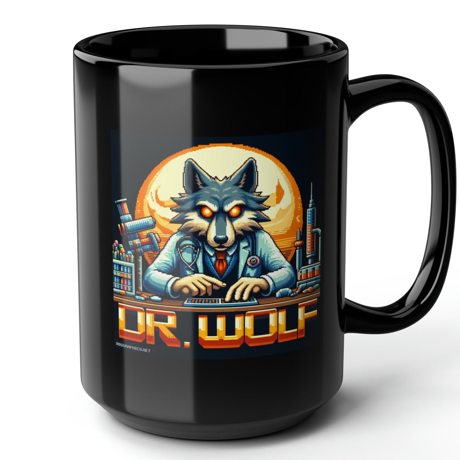 Dr Wolf Black Mug (15oz) - cool christmas gifts for gamers-15oz-