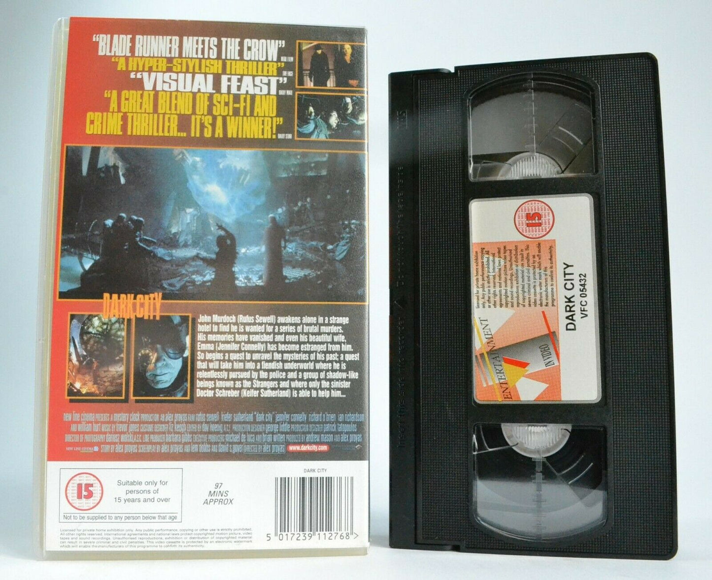 Dark City: Time Travel (Alternate Reality) Sci-Fi - Wide Screen - 1998 Hurt VHS-