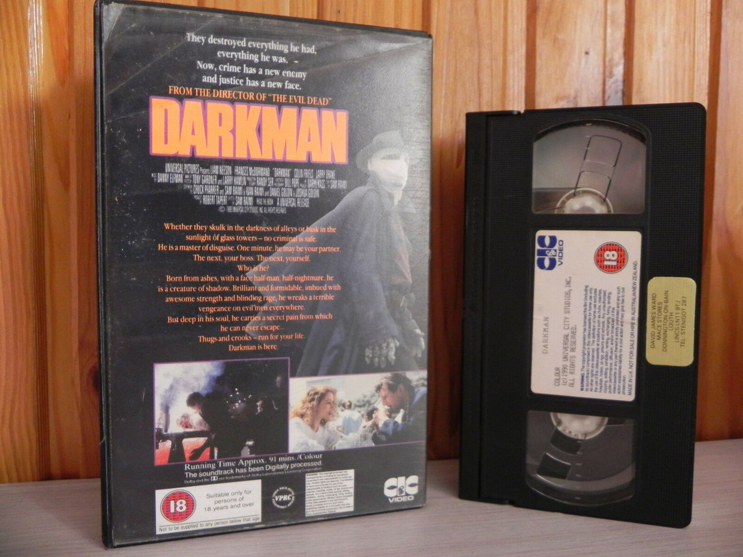 Darkman - Bio-Punk Superhero - Large Box [Rental]; Sam Raimi - Liam Neeson - VHS-