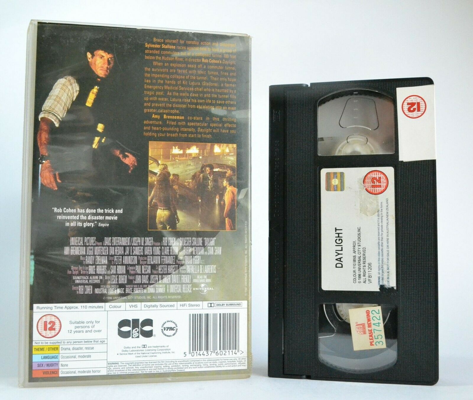 Daylight (1996): Disaster Thriller - Large Box - Sylvester Stallone - Pal VHS-