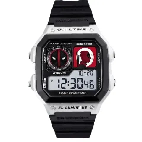 Deadpool Watch - Digital Sports Design - Full-Function World Time Feature - Fun for Men & Fans-A-