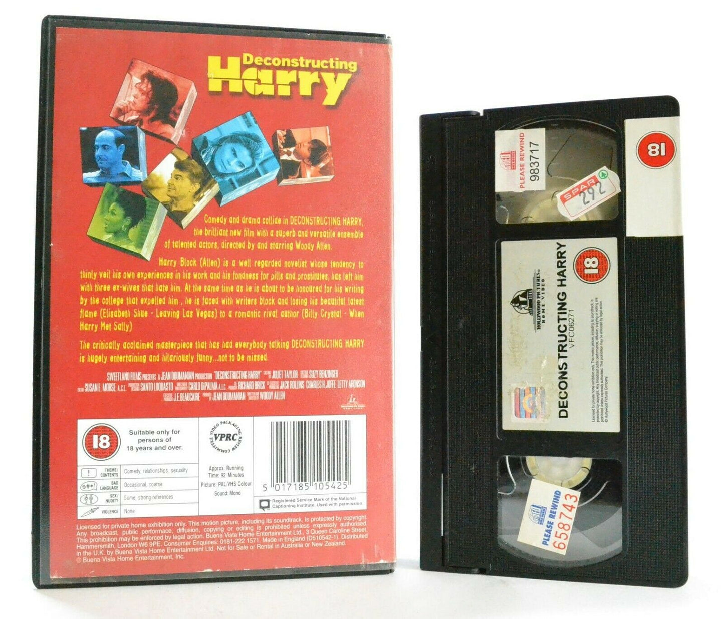 Deconstructing Harry: Woody Allen Film - Comedy - Large Box - Demi Moore - VHS-