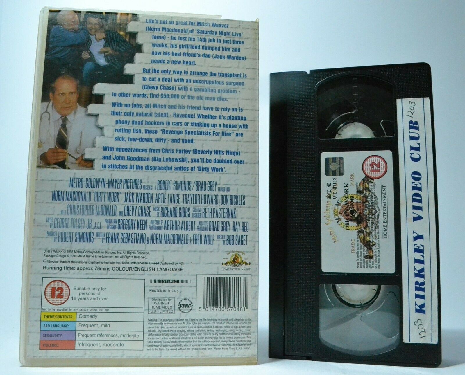 Dirty Work (1998): Black Comedy [Large Box] Rental - Chevy Chase - Pal VHS-