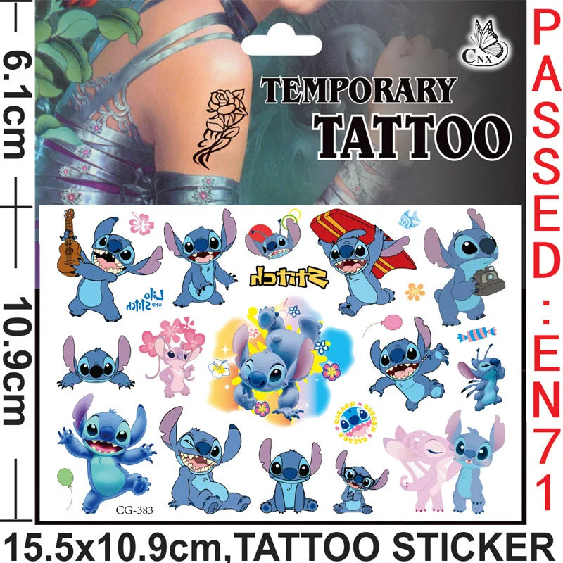 Disney Anime Lilo & Stitch Tattoo Stickers Kawaii Stitch DIY Stickers Birthday Party Decoration Cartoon Children Toy Gifts-1-