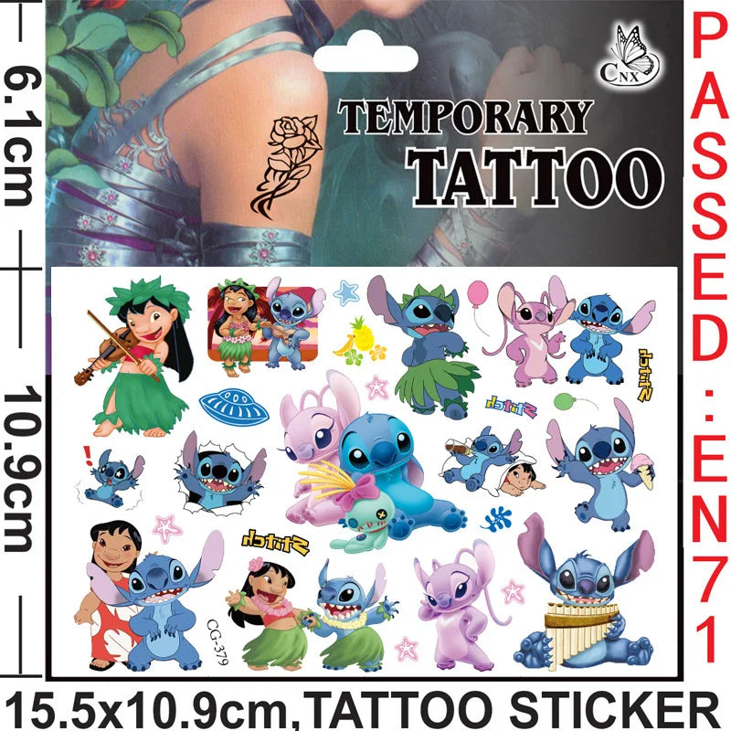 Disney Anime Lilo & Stitch Tattoo Stickers Kawaii Stitch DIY Stickers Birthday Party Decoration Cartoon Children Toy Gifts-2-