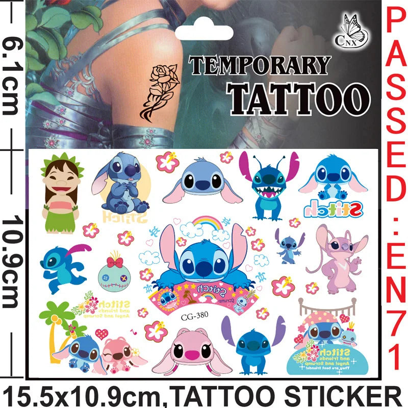 Disney Anime Lilo & Stitch Tattoo Stickers Kawaii Stitch DIY Stickers Birthday Party Decoration Cartoon Children Toy Gifts-7-