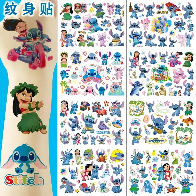 Disney Anime Lilo & Stitch Tattoo Stickers Kawaii Stitch DIY Stickers Birthday Party Decoration Cartoon Children Toy Gifts-Random 1pcs-