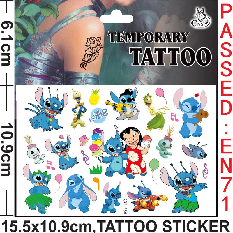 Disney Anime Lilo & Stitch Tattoo Stickers Kawaii Stitch DIY Stickers Birthday Party Decoration Cartoon Children Toy Gifts-5-