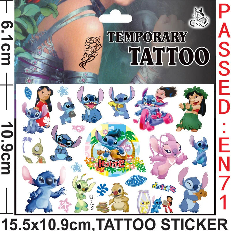 Disney Anime Lilo & Stitch Tattoo Stickers Kawaii Stitch DIY Stickers Birthday Party Decoration Cartoon Children Toy Gifts-6-