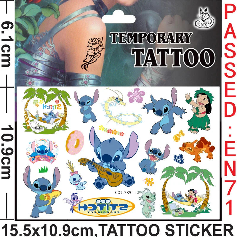 Disney Anime Lilo & Stitch Tattoo Stickers Kawaii Stitch DIY Stickers Birthday Party Decoration Cartoon Children Toy Gifts-3-