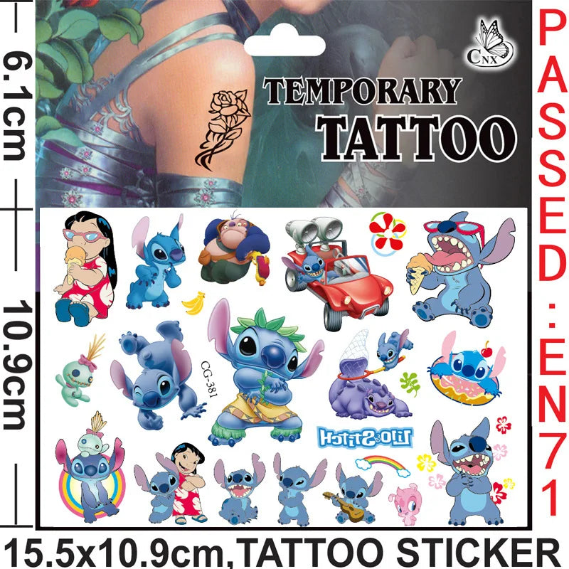 Disney Anime Lilo & Stitch Tattoo Stickers Kawaii Stitch DIY Stickers Birthday Party Decoration Cartoon Children Toy Gifts-4-