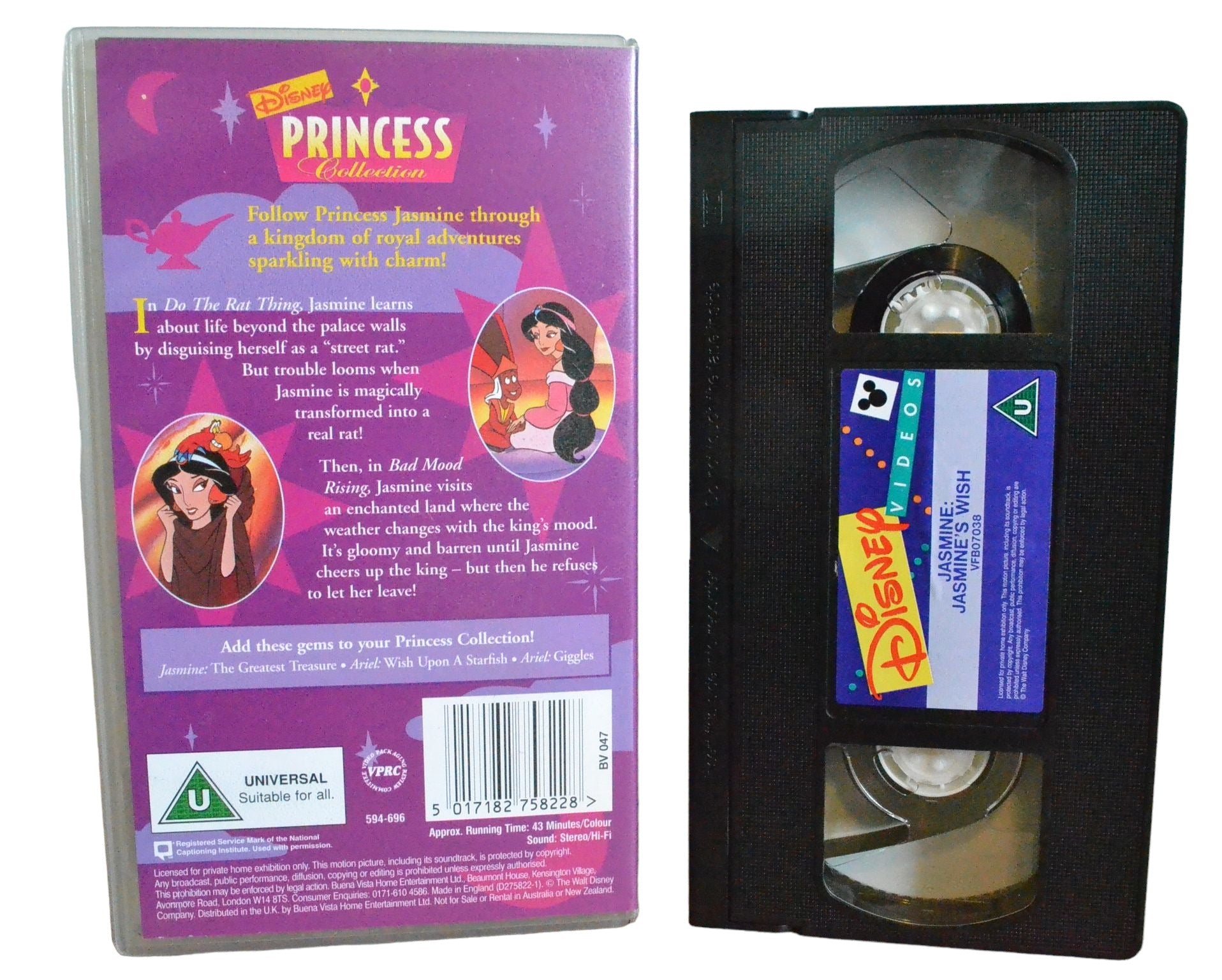 Disney's Jasmine Collection : Jasmine's Wish - Disney Videos - D275822 - Children - Pal - VHS-